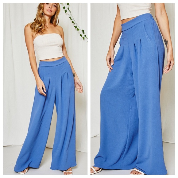 This Season Must Have! Pleated Solid Wide Leg Pants with Pockets - Picture 2 of 4